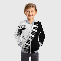 Бомбер детский Черно Белое пианино, цвет: 3D-серый — фото 2