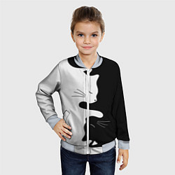 Бомбер детский Коты инь янь, цвет: 3D-серый — фото 2