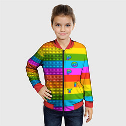 Бомбер детский POP it вертикальная надпись, цвет: 3D-красный — фото 2