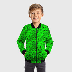 Бомбер детский Черепа на кислотно-зеленом фоне, цвет: 3D-черный — фото 2