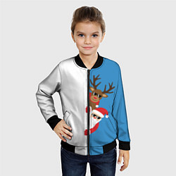 Бомбер детский Крутые Санта и Олень, цвет: 3D-черный — фото 2