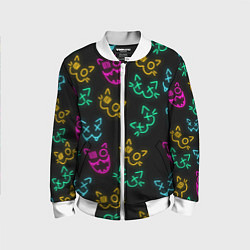 Бомбер детский НЕОНОВЫЕ КОТИКИ NEON FACES CATS, цвет: 3D-белый