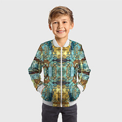 Бомбер детский Коллекция Фрактальная мозаика Желто-голубой, цвет: 3D-белый — фото 2