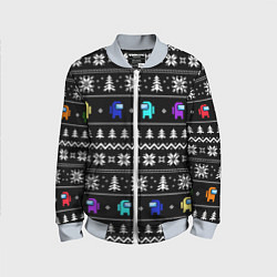 Бомбер детский Орнамент Among us, цвет: 3D-серый