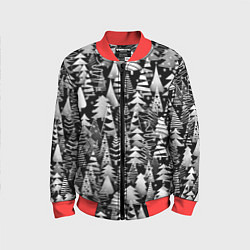 Бомбер детский Лес абстрактных ёлок, цвет: 3D-красный