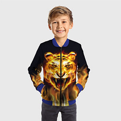 Бомбер детский Тигр В Пламени, цвет: 3D-синий — фото 2