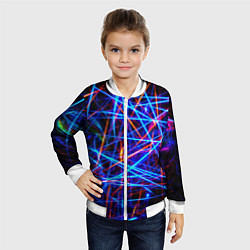 Бомбер детский NEON LINES Glowing Lines Effect, цвет: 3D-белый — фото 2