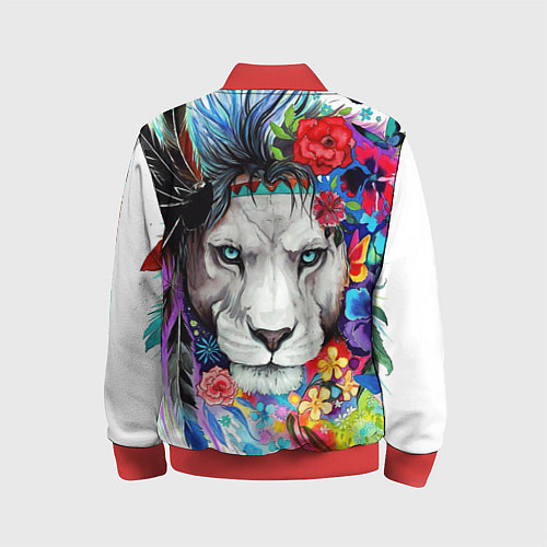 Детский бомбер Лев - сильный взгляд / 3D-Красный – фото 2