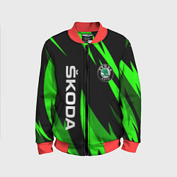 Бомбер детский SKODA Логотип Узор, цвет: 3D-красный
