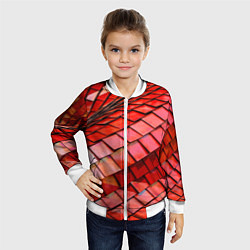 Бомбер детский Красная спартаковская чешуя, цвет: 3D-белый — фото 2