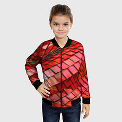 Бомбер детский Красная спартаковская чешуя, цвет: 3D-черный — фото 2