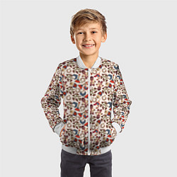 Бомбер детский Россия паттерн светлый, цвет: 3D-белый — фото 2