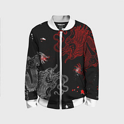 Бомбер детский Китайский дракон Красно - Белый, цвет: 3D-белый