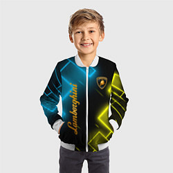 Бомбер детский Lamborghini - Неоновые фигуры, цвет: 3D-белый — фото 2