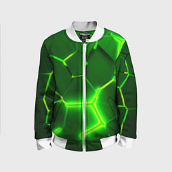 Бомбер детский 3D ПЛИТЫ НЕОН NEON GREEN HEXAGON РАЗЛОМ, цвет: 3D-белый