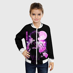 Бомбер детский Шинобу Кочо силуэт Клинок рассекающего демона, цвет: 3D-белый — фото 2