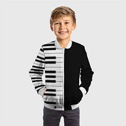 Бомбер детский Черно-Белое Пианино Piano, цвет: 3D-белый — фото 2