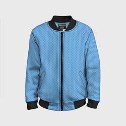 Бомбер детский Вязаный узор голубого цвета, цвет: 3D-черный