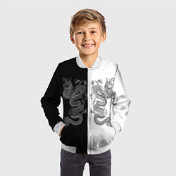 Бомбер детский Double Dragon Дракон Чб, цвет: 3D-белый — фото 2