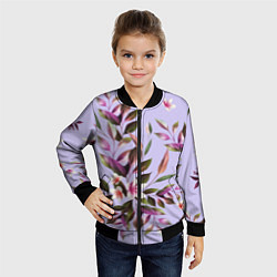 Бомбер детский Цветы Вересковый Сад, цвет: 3D-черный — фото 2