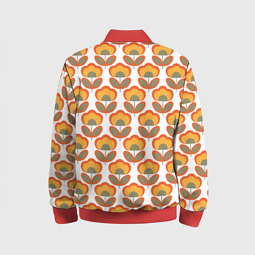 Детский бомбер ЦВЕТЫ В СТИЛЕ 70х / 3D-Красный – фото 2