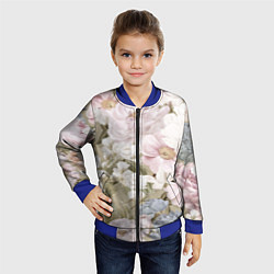 Бомбер детский Цветы Английский Садовый Узор, цвет: 3D-синий — фото 2