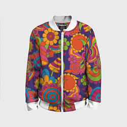 Бомбер детский Психоделический сюжет, цвет: 3D-белый