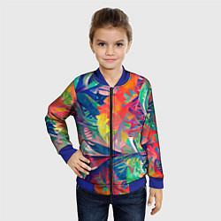 Бомбер детский Летний тропический принт, цвет: 3D-синий — фото 2