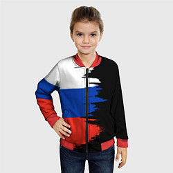Бомбер детский Российский триколор на темном фоне, цвет: 3D-красный — фото 2