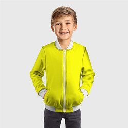 Бомбер детский Однотонный неоновый лимонный желтый тон, цвет: 3D-белый — фото 2
