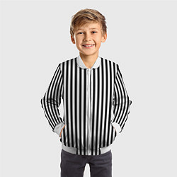 Бомбер детский ПОЛОСКИ ЧЕРНО-БЕЛЫЙ, цвет: 3D-белый — фото 2