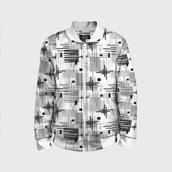 Бомбер детский Черно белый ретро геометрический узор, цвет: 3D-белый