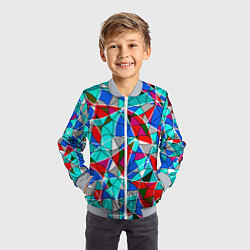 Бомбер детский Геометрический узор в бирюзово-красных тонах, цвет: 3D-серый — фото 2