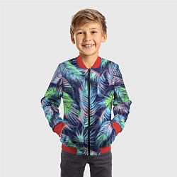 Бомбер детский Разноцветные Листья Пальм, цвет: 3D-красный — фото 2
