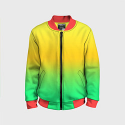 Бомбер детский Неоновый градиентный желто-зеленый фон, цвет: 3D-красный