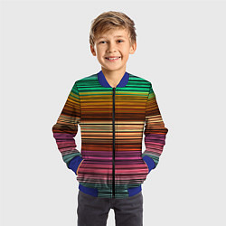 Бомбер детский Multicolored thin stripes Разноцветные полосы, цвет: 3D-синий — фото 2