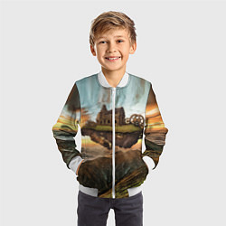 Бомбер детский Горный пейзаж в стиле Стимпанк, цвет: 3D-белый — фото 2