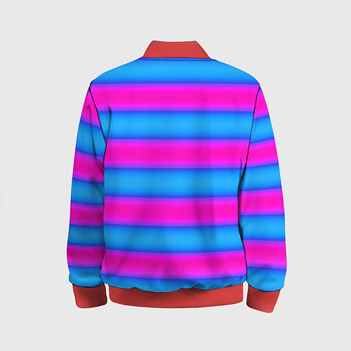 Детский бомбер Striped pattern яркий неоновый полосатый узор / 3D-Красный – фото 2