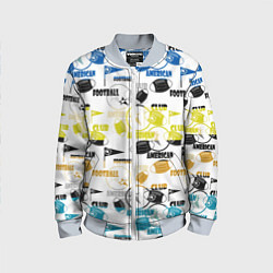Бомбер детский American football sports pattern, цвет: 3D-серый