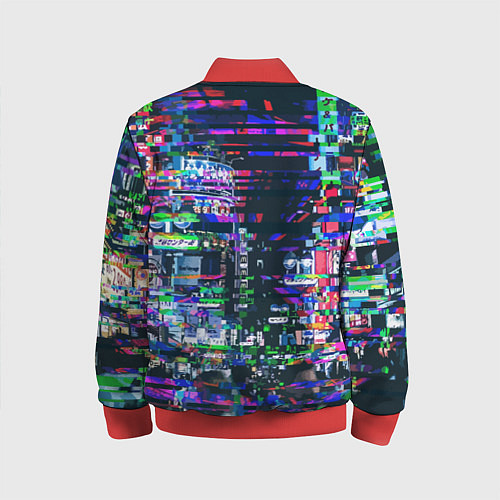 Детский бомбер Ночной город - glitch / 3D-Красный – фото 2