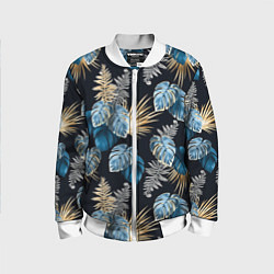 Бомбер детский Свет неоновых листьев, цвет: 3D-белый