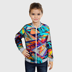 Бомбер детский Яркий неоновый абстрактный узор, цвет: 3D-серый — фото 2