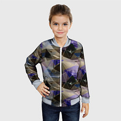 Бомбер детский Полигональный абстрактный: бежевый, коричневый, си, цвет: 3D-серый — фото 2