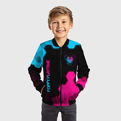 Бомбер детский Poppy Playtime - neon gradient: символ и надпись в, цвет: 3D-черный — фото 2
