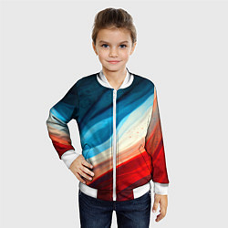 Бомбер детский Неоновые яркие волны, цвет: 3D-белый — фото 2