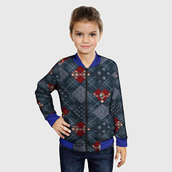 Бомбер детский Red and blue denim patchwork, цвет: 3D-синий — фото 2