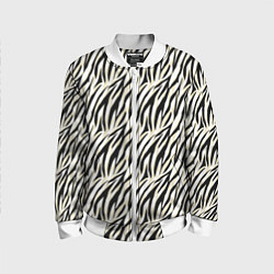 Бомбер детский Тигровый полосатый узор-черные, бежевые полосы на, цвет: 3D-белый