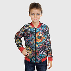 Бомбер детский Татуировки, цвет: 3D-красный — фото 2