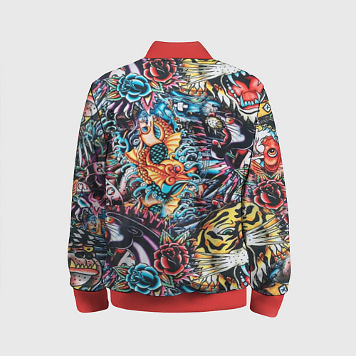 Детский бомбер Татуировки / 3D-Красный – фото 2
