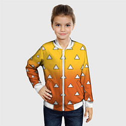Бомбер детский Оранжевое кимоно с треугольниками - Зеницу клинок, цвет: 3D-белый — фото 2